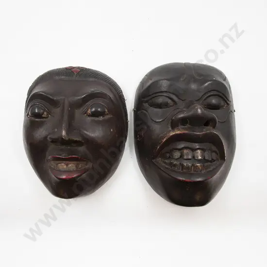 Two Antique Japanese Face Masks