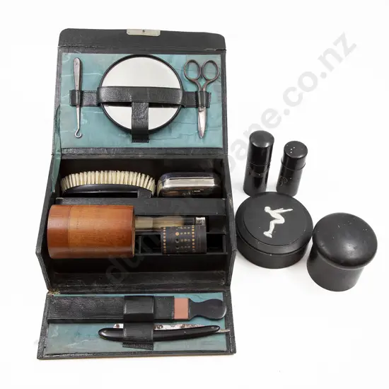 Victorian Travel Case with Ebonised Fittings and Containers