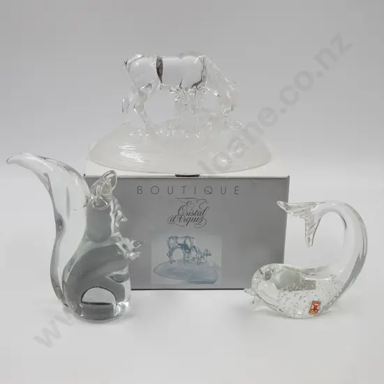 Three Glass Animal Ornaments