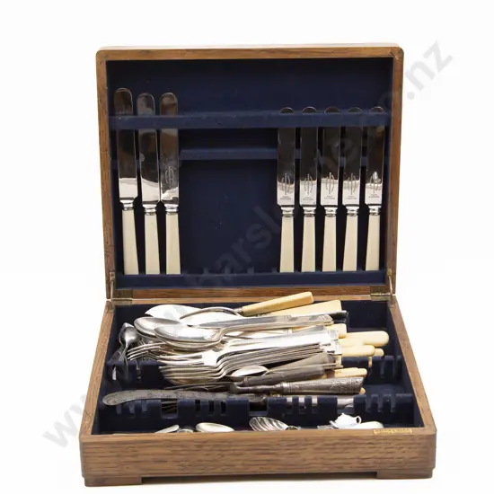 Collection of Various Cutlery in Oak Canteen