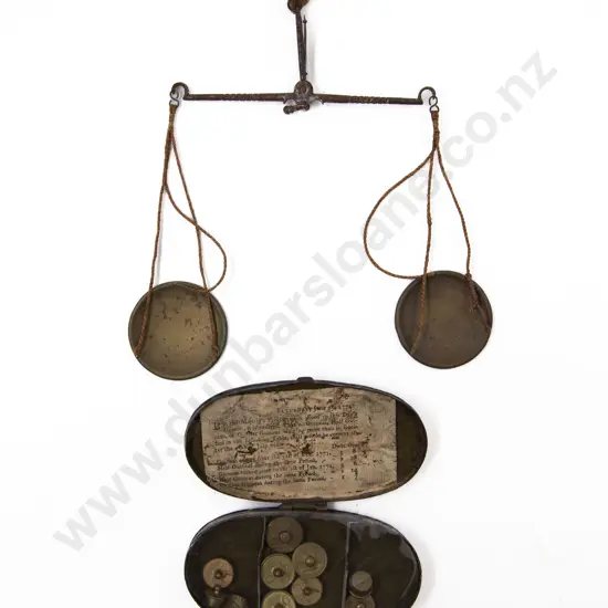 C18th Pocket Beam Balance Scales and Weights