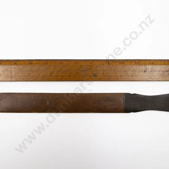 Antique Standard and Script Ruler with Paperfolds