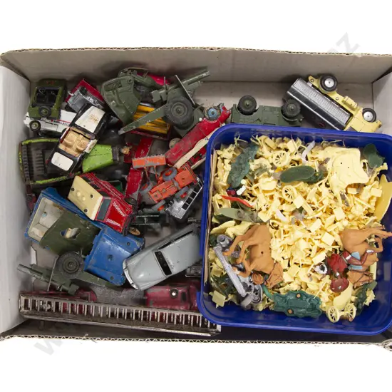 Small Collection of Playworn Diecast Vehicles and Plastic Soldiers