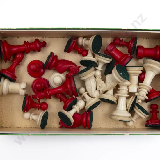 Small Late Victorian Bone Chess Set