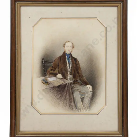 C19th Watercolour Portrait Study of a Young Gentleman