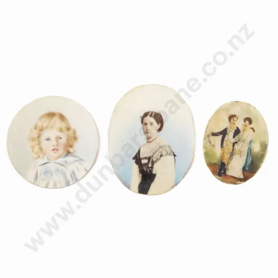Three Unframed Miniature Portrait Panels