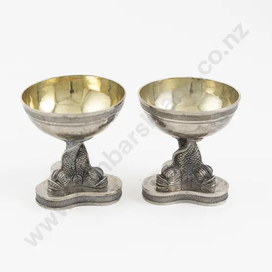 A Stylish Pair Of Late C19th Probably French Silver Salts