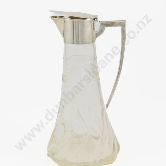 An Elegant Art Nouveau S/S Mounted Cut Glass Claret Jug