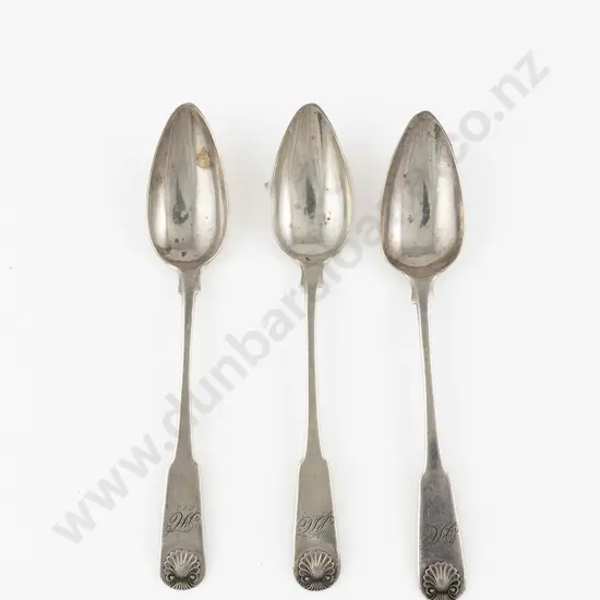 Set Of 3 Geo III Scottish Provincial S/S Grapefruit Spoons By Robert Keay Of Perth