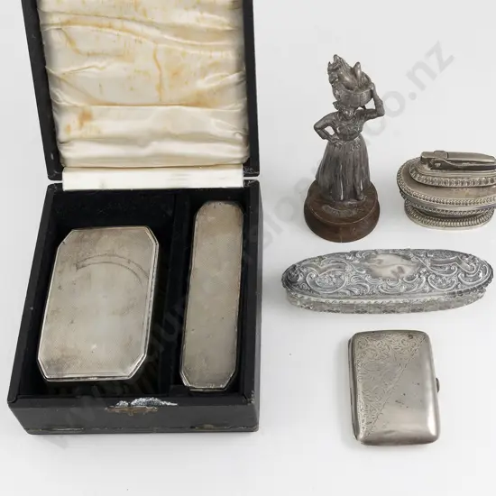 Cased Pair Of Art Deco S/S Backed Brushes