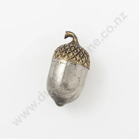 Vintage Tiffany & Co S/S Gilt Acorn Thimble Holder, c1910