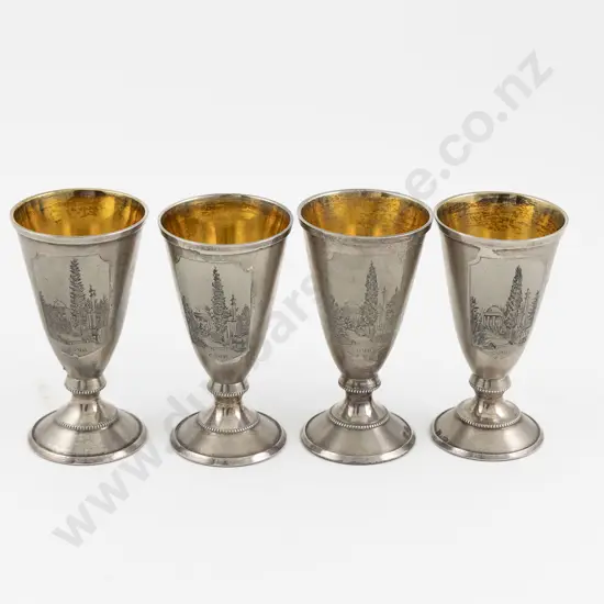 Four Russian Silver Kiddish Cups