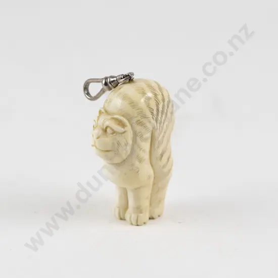 Carved Ivory Cat Pendant