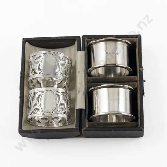 Cased Pair Of Geo V S/S Circular Napkin Rings