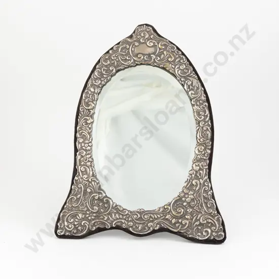 QEII S/S Ornately Embossed Table Vanity Mirror