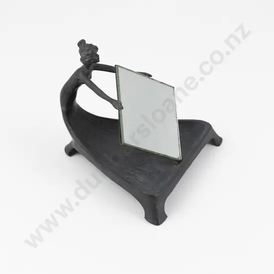 WMF Style Pewter Figural Dish With Mirror