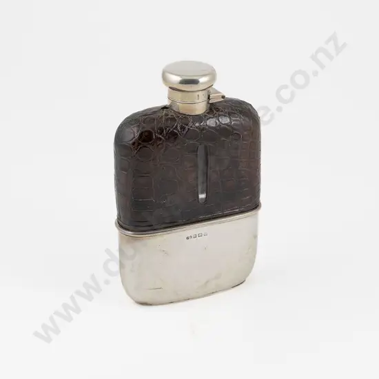 Geo V S/S & Leather Mounted Hip Flask