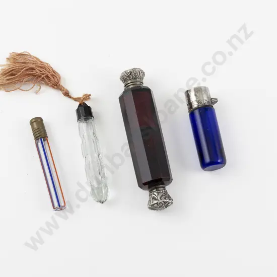 Vict S/S Double Ended Ruby glass Scent Flask
