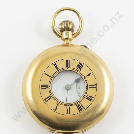 18ct Half Hunter Cased Lever Wind Pocket Watch