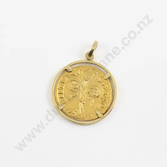 C1300 Medieval Italian Gold Florin Minted in Florence Pendant