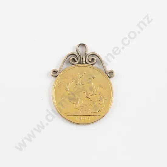 1907 Full Gold Sovereign Pendant