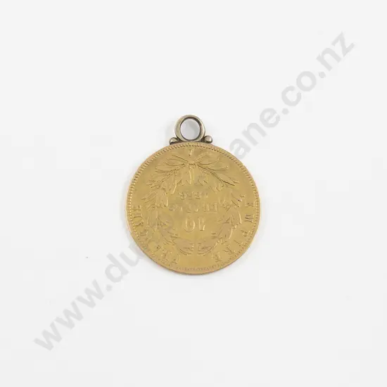 1856 A 10 Francs Gold Coin Pendant