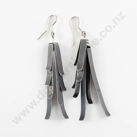 NZ Jeweller Tatjana Panyoczki S/S Black Enamel Pendant Earrings