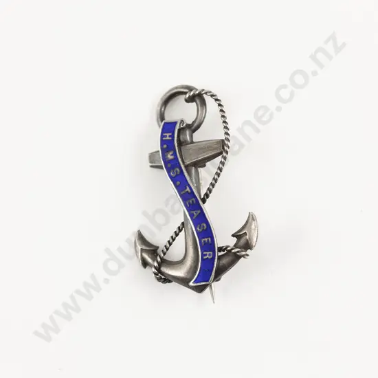WWII S/S and Enamel 'Sweetheart' Brooch for H.M.S. Teaser