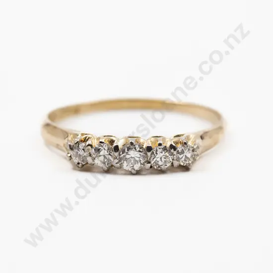 NZ Stewart Dawson & Co 18ct Five Stone Diamond Bridge Ring