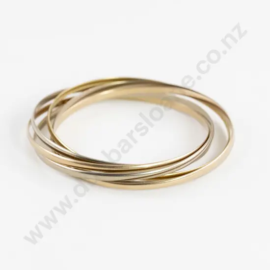 Vintage Cartier 18ct Tri-Colour Gold Trinity Rolling Six Bangle Bracelet