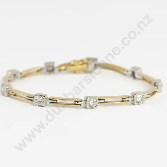 18ct Yellow and White Gold Nine Stone Diamond Bracelet