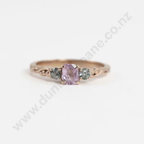 9ct Rose Gold Three Stone Spinel and Sapphire 'Cara' Ring