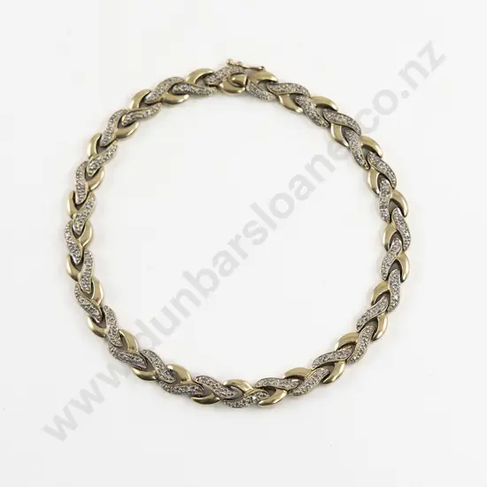 9ct Plait Link and Diamond Bracelet