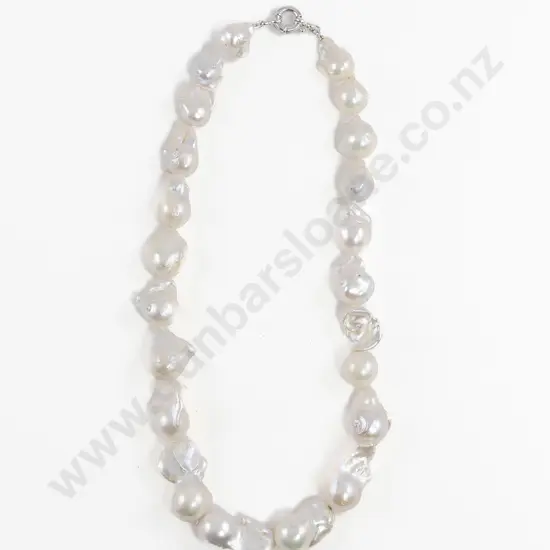 Single Strand Slightly Graduated Keshi Pearl Necklace