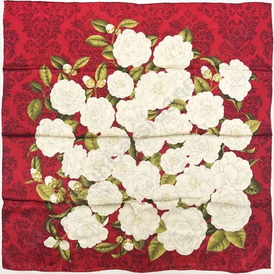 Chanel White Camellia Scarf