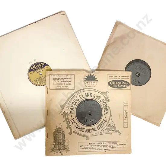 Three Edison Gramophone Records One Gold Label Forty Minute