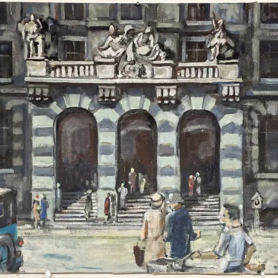 William Main (1934 - 2023) - Street Scene (unframed)