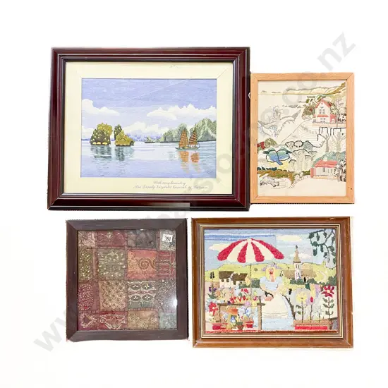 Four Assorted Framed Textile Works
