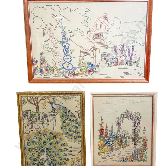 Three Assorted Framed Textile Works
