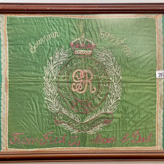 Framed Souvenir of Egypt Embroidery 1916