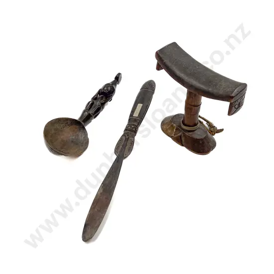 Pacific Island Headrest with Lime Spatula and Figured Spoon