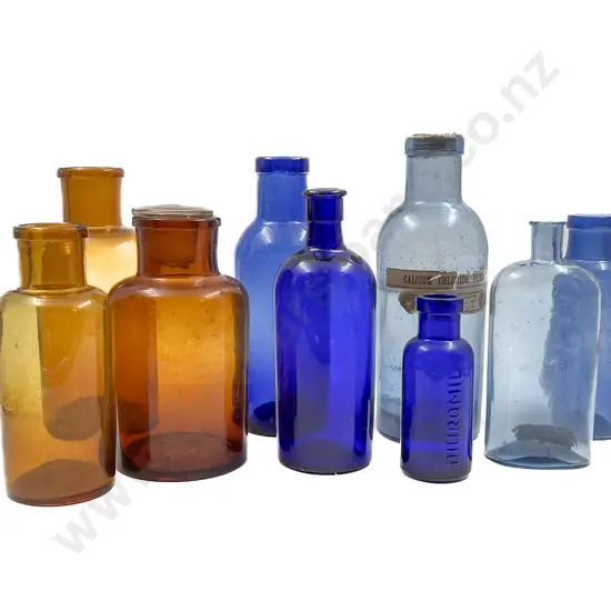 Colonial Blue and Brown Chemist Jars