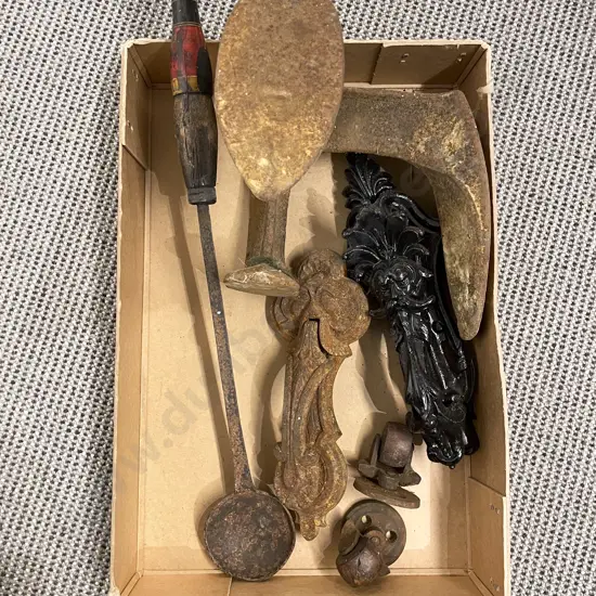 Cast Iron Shoe Last with Two Door Knockers etc