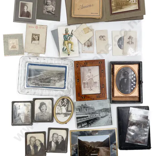 Collection of Framed and Unframed Photographs with mounted Souvenir Dishes and Various