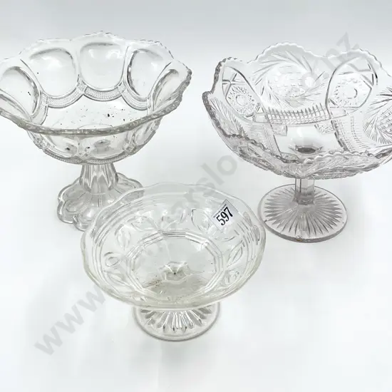 Three Victorian Pressed Glass Comports