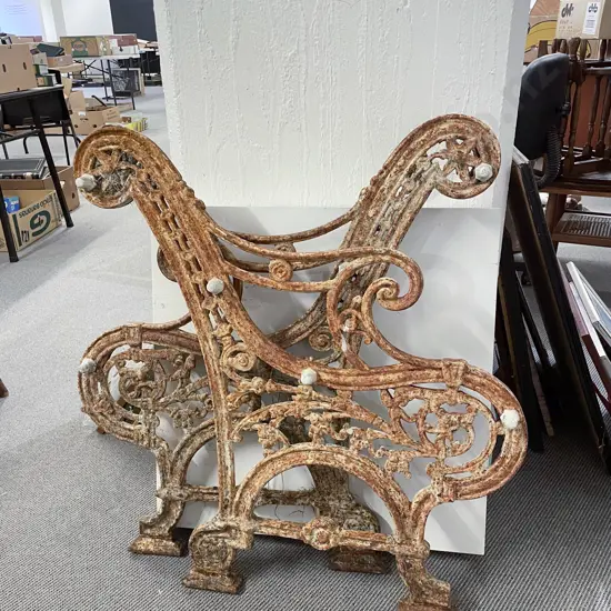 Pair of Victorian Cast Iron Garden Bench Ends