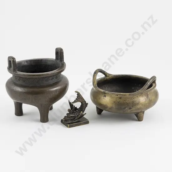 Two Chinese Bronze Censors