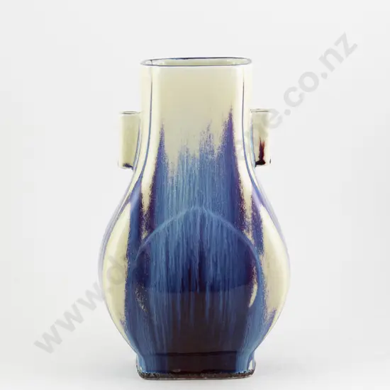 Chinese Late Qing Flambe Glazed Fanghu (Arrow Vase) Vase
