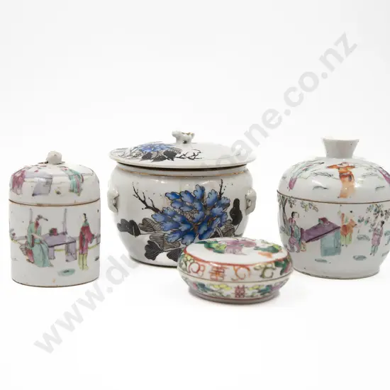 Four Chinese Late 19th Century Lidded Jars