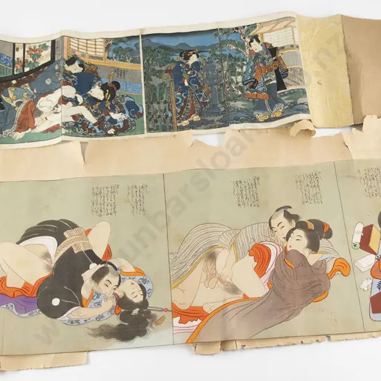 Two Japanese Meiji Period Shunga Scrolls